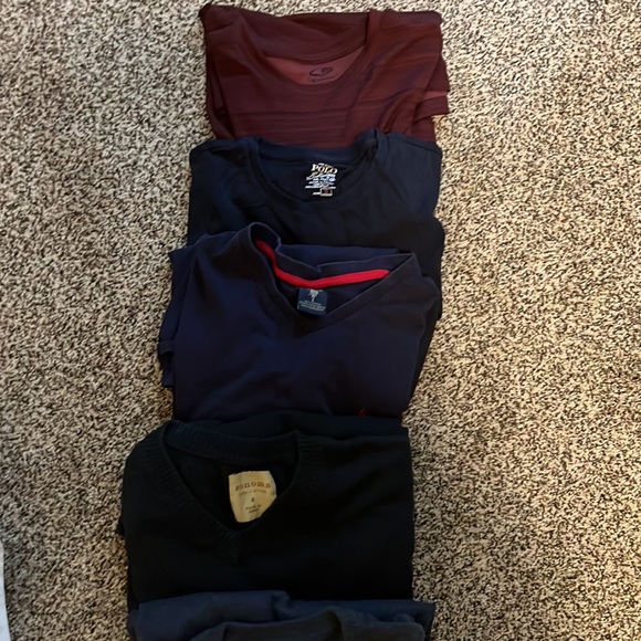 Boys size 20 3 white shirts, men S Short sleeve, 2 navy long sleeve sweaters, - Picture 6 of 9